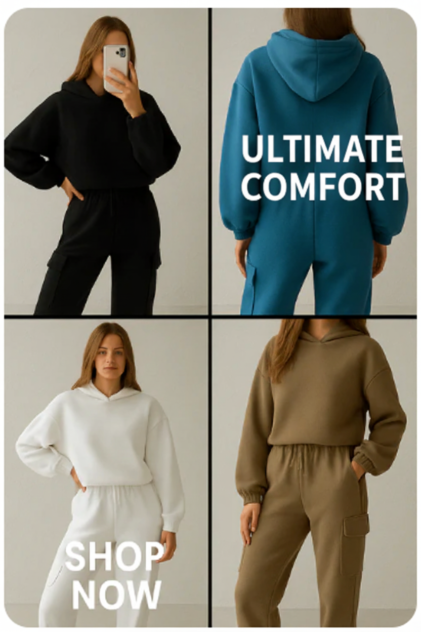 Loungewear grid met wellness tekst